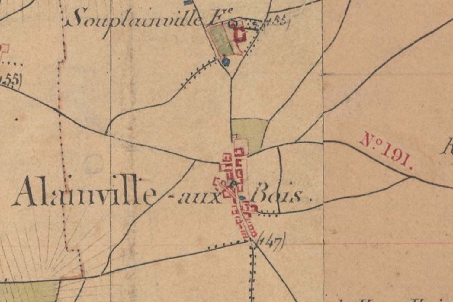 Le bourg sur la carte d’état-major