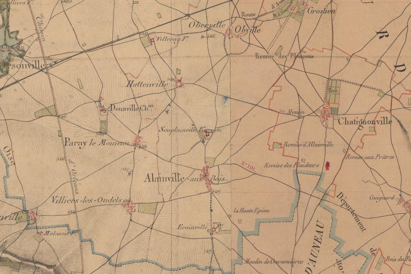 Carte de l’état-major (1820-1866), secteur d’Allainville